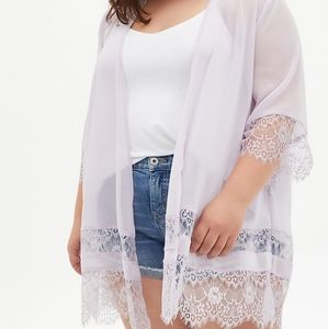 Torrid Lavender Purple Lace Chiffon Kimono